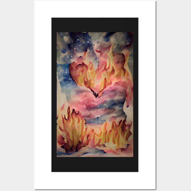 Celestial Hearts Aflame Art Wall Art by Holisticfox